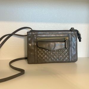 FOREST GREEN FAUX LEATHER SMALL CROSSBODY PURSE SHOULDER BAG QUILTED